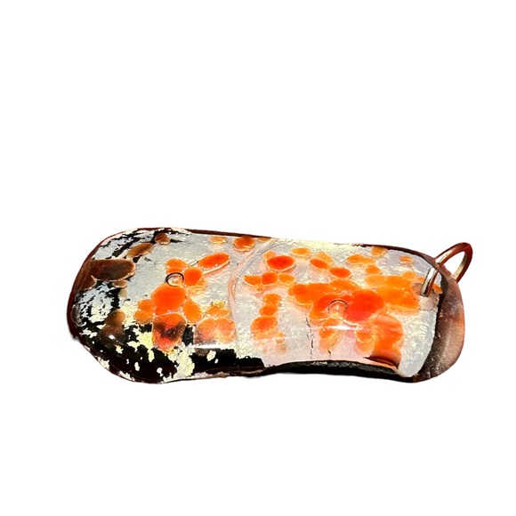 🍄Gorgeous Resin Multimedia Pendant W/Peach, Gold, & Neutral Tones Approx. 2”x1” - Picture 8 of 10